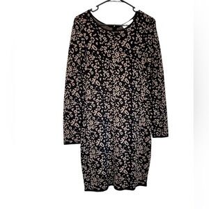 Badgley Mischka Thin Sweater Dress Belle Long Sleeves Cheetah leopard Size Small